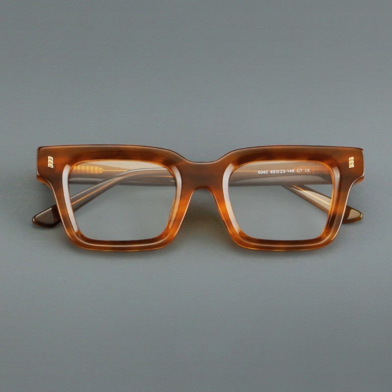 Fashion Acetate Eyeglass Frames Square Glasses Brown Retro Eyewear 48 23-148mm