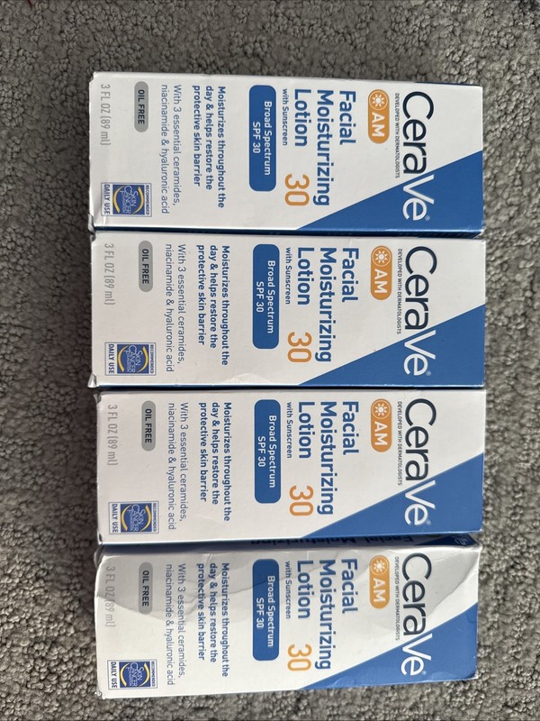 4 Pack Cerave Am Facial Moisturizing SPF 30 Lotion (3 Fl Oz) Expire 7/2027,2028