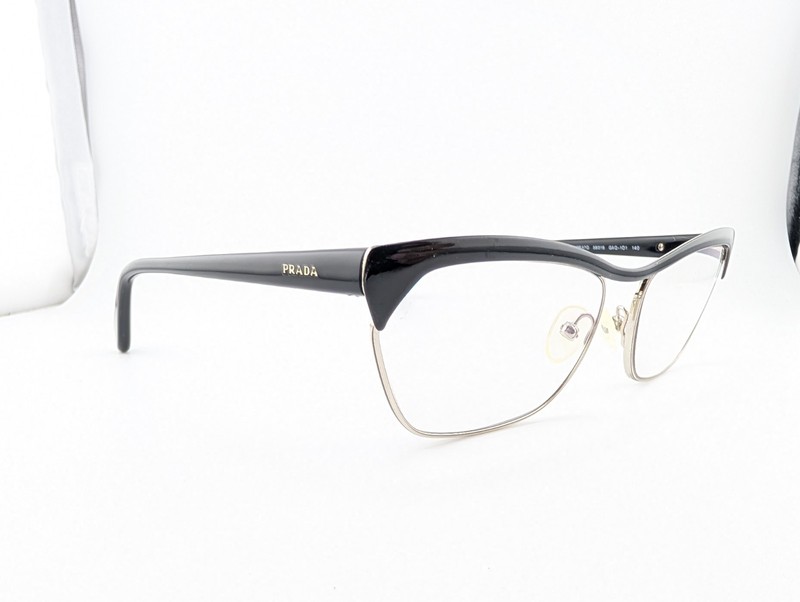 Prada Eyeglasses Frames Only, VPR 57Q GAQ-1O1, 56-16-140, Black, Made in Italy gallery