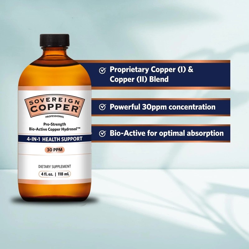 Sovereign Copper Pro-Strength Copper-Hydrosol Bio-Active Liquid Copper Supple... gallery