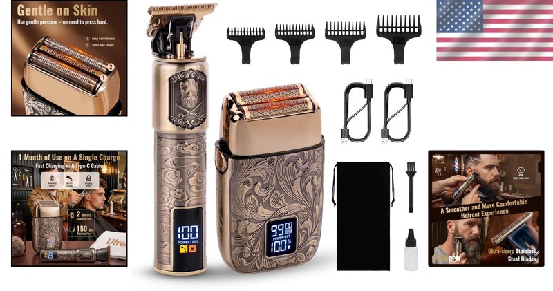 Professional Foil Shaver and Beard Trimmer Kit for Men - Rechargeable & Portable gallery