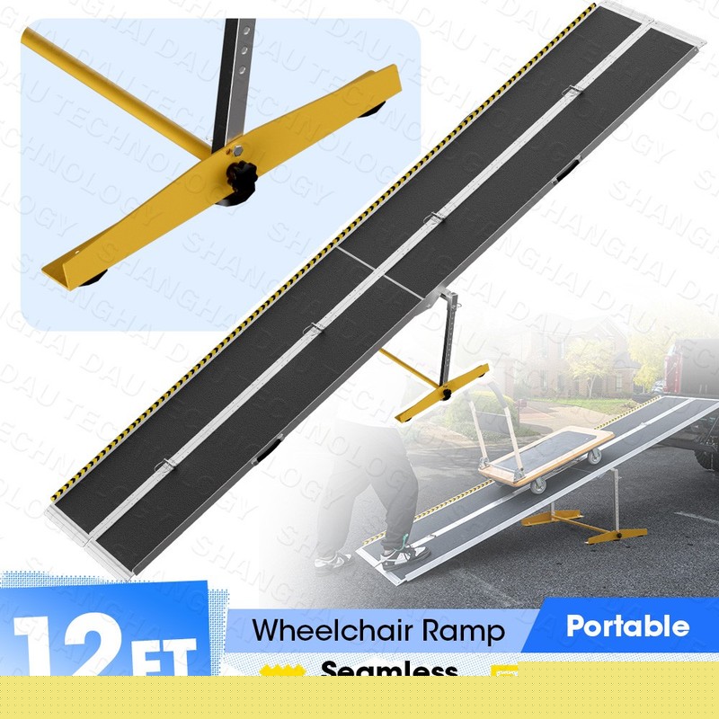 12 ft Aluminum Multi-Folding Wheelchair Scooter Mobility Ramp Portable Non-Slip