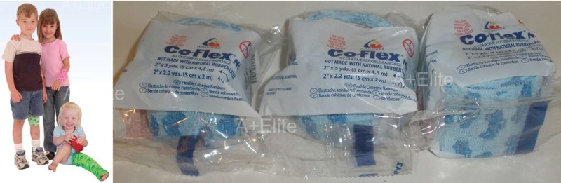 ANDOVER CO-FLEX NL 2″x5Yds 3-PACK Blue Trucks Cars Elastic Bandages LATEX FREE