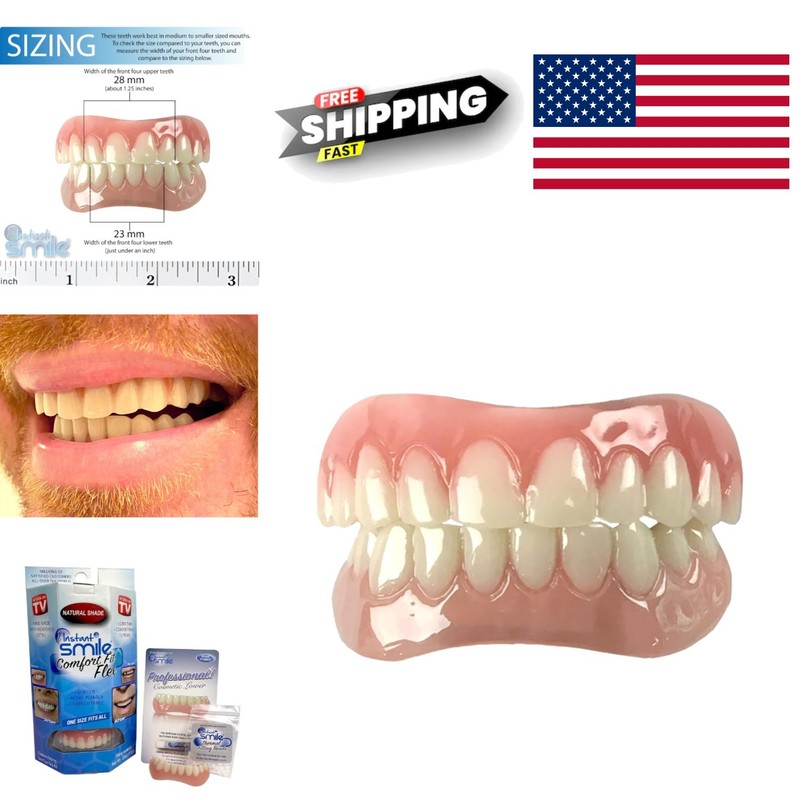 Home Smile Makeover Flex Teeth Set Upper and Lower Natural Shade Instant Results