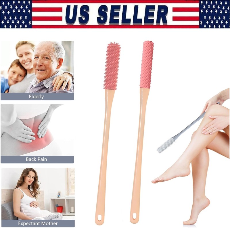2× Toe Gap Cleaning Brush 15.7" Foot Scrubber Silicone Shower Long Handle Brush gallery