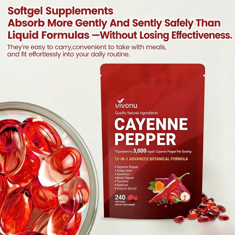 3/2PACK Cayenne Pepper Softgels Supplement - 240 Capsules NEW FREE SHIP gallery