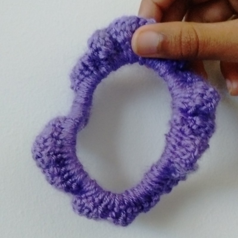 Purple Handmade Crocheted Scrunchie Hair Tie For Women And All Hair Types
