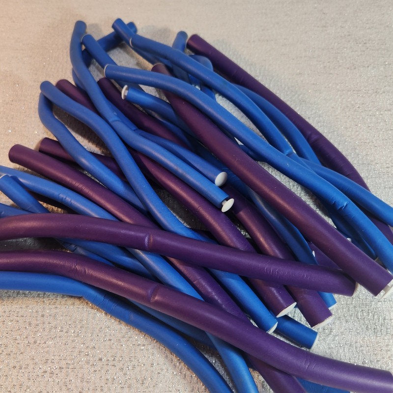 Loose Blue & Purple Twist Foam Hair Rollers For All Hair Types Set Of 26