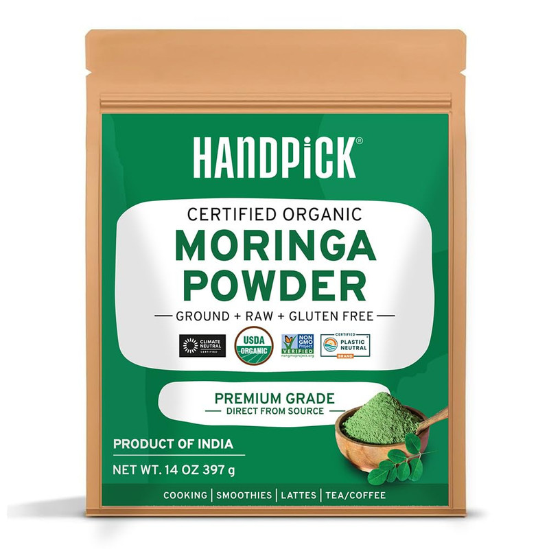 Organic Moringa Leaf Powder 14oz | Non-GMO Vegan Superfood for Tea & Smoothies
