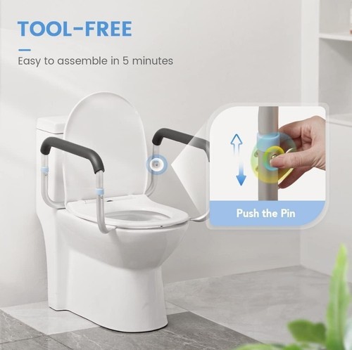 Medical Toilet Safety Rail - Adjustable Compact Support Frame With Hand Rails gallery