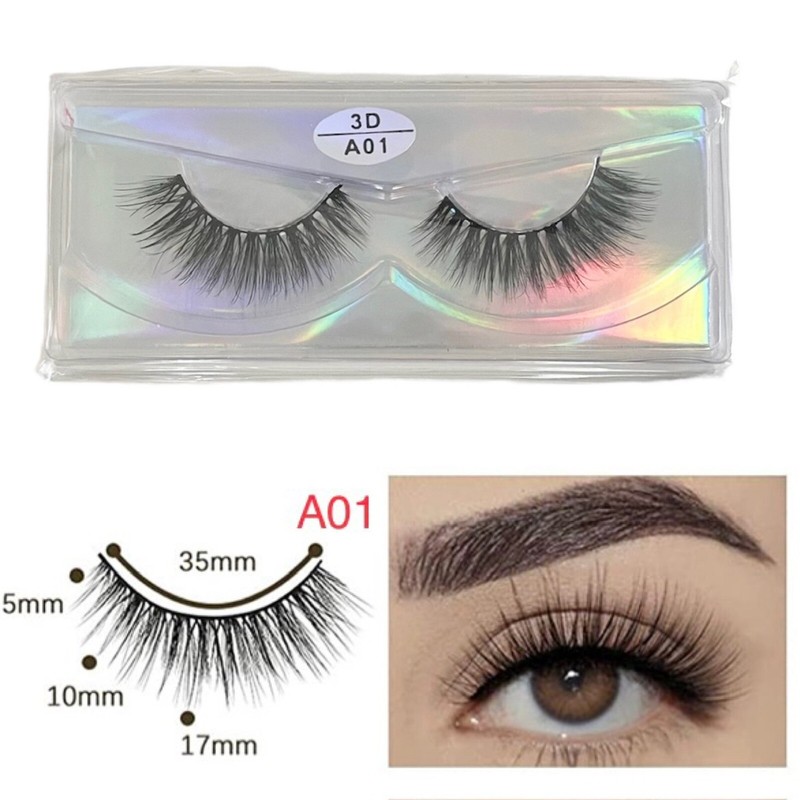 Vegan Faux Mink 3D Light-weight False Volume Eyelashes Style A01 (Lashes Only)