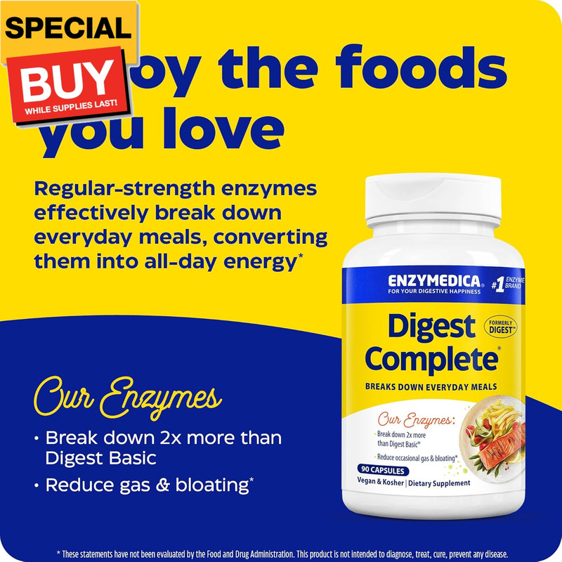 Digest, Full-Range, Everyday Digestive Enzymes, Offers Fast-Acting Gas & Bloatin gallery