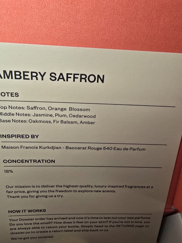Dossier Ambery Saffron 1.7Oz EDP Spray Perfume NEW IN BOX gallery