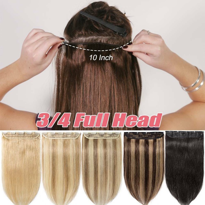 100G Thick Human Hair Extensions Clip In Remy One Piece 3/4 Full Head 16"18"20 gallery