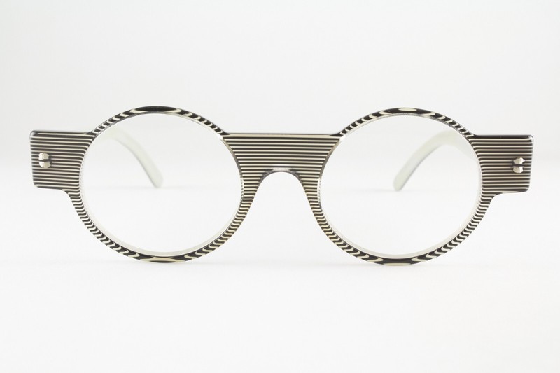Rare Authentic Michel Henau ODORONO E36 44mm Black Striped Gray Glasses France