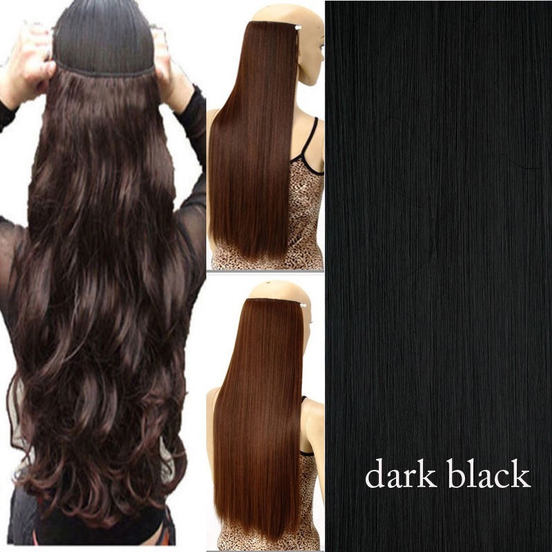 Like Human,24-26 Inch,3/4 Full Head Clip In Hair Extensions,Brown Black Blonde