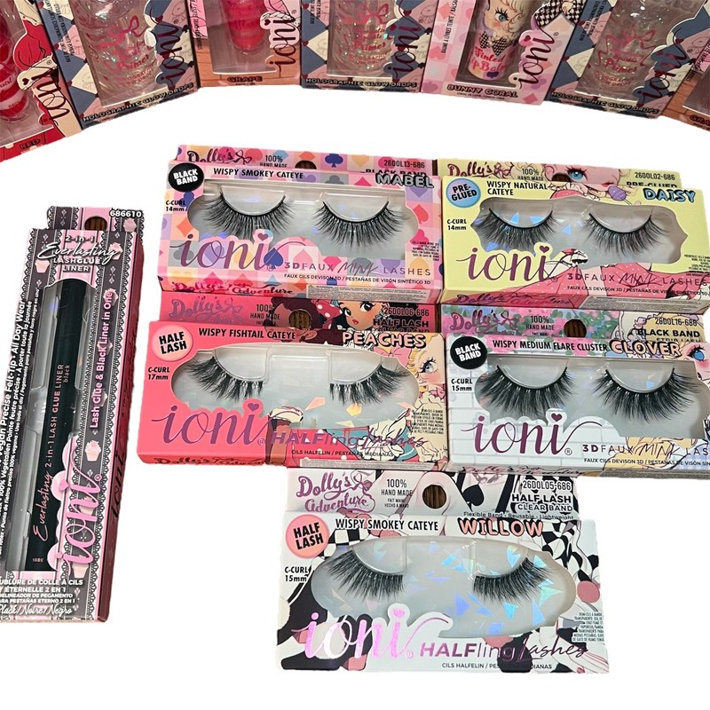Ioni Eyelashes 3D Faux Mink Lash Dolly’s Adventure Mix & Glue Set Reusable Vegan
