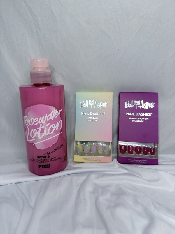 Lot Of 2 Red Aspen Nail Dashes -Pink, Tie Dye Plus New Victoria Secret Rosewater