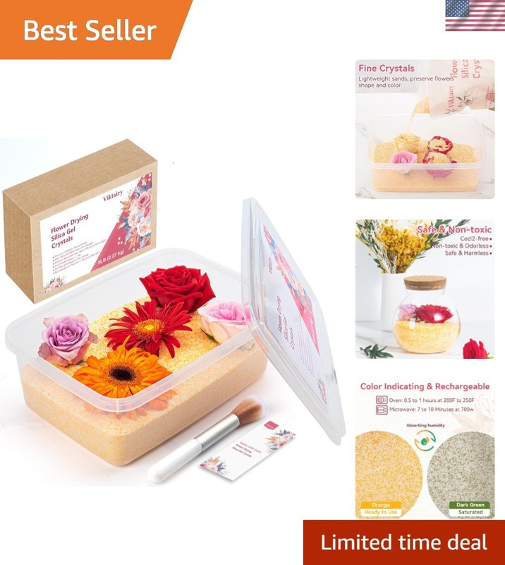 Rechargeable 5LB Silica Gel Flower Drying Kit with Airtight Storage & Brush