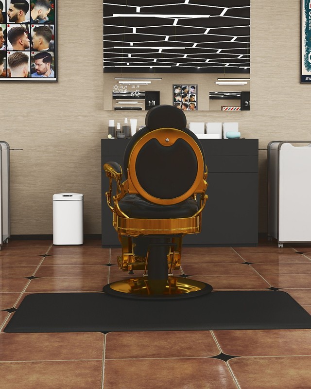 Rectangle 3'x5'x7/8" Anti-fatigue Salon Chair Mat Barber Chair Floor Mat (Black) gallery