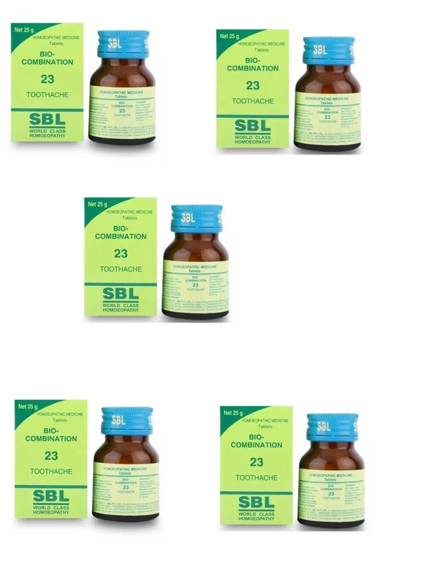 SBL Bio-Combination 23 Toothache Homeopathic 25gm X 5 for Tooth Pain, Gums