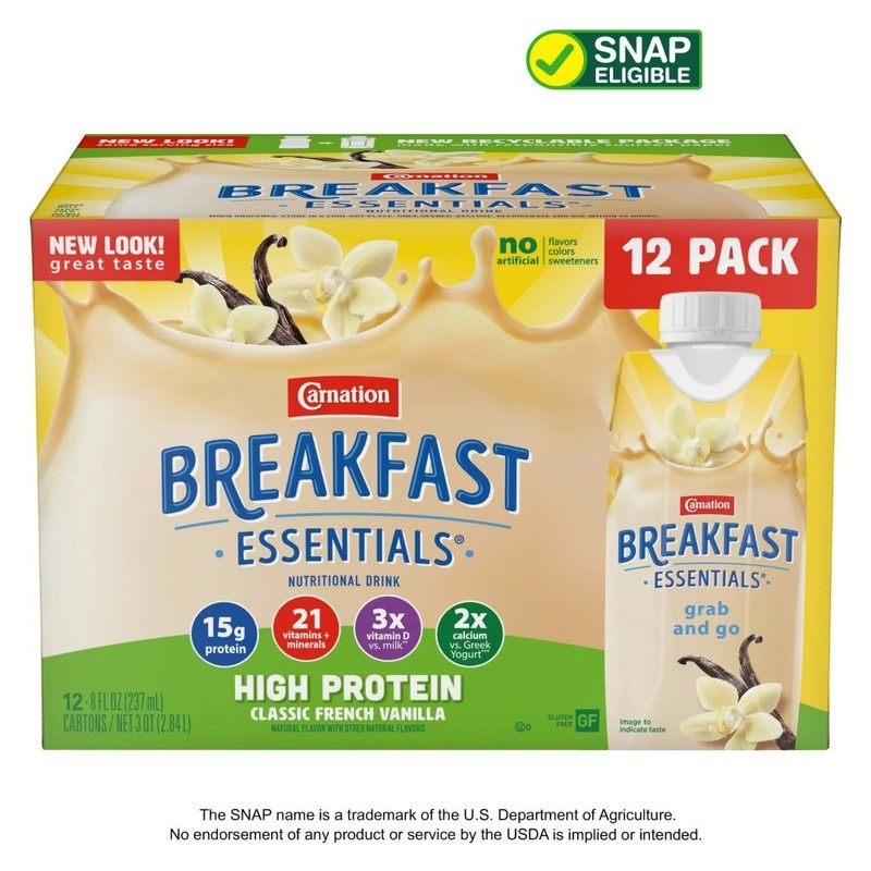 High Protein Nutritional Drink Shakes, Classic French Vanilla, 8 fl oz 12 Pack
