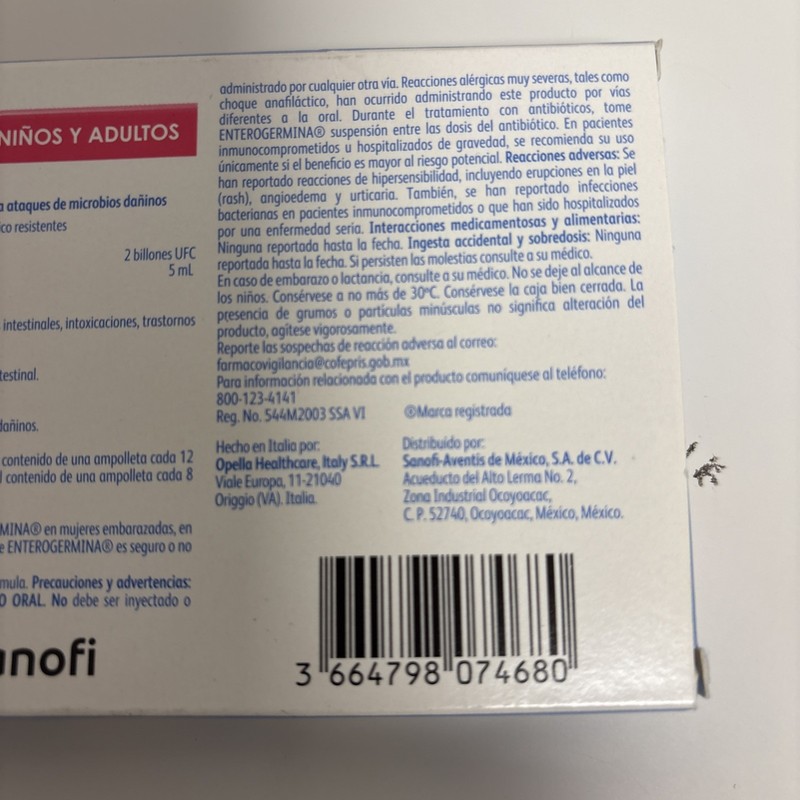Enterogermina Family 5ml x 10 Vials – 1 Pack, PROBlOTIC Bacillus Causii Spores gallery