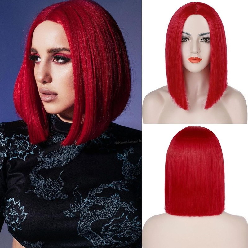 Black Bob Wigs Women Short Straight Bob Middle Part Shoulder Length Daily Party gallery