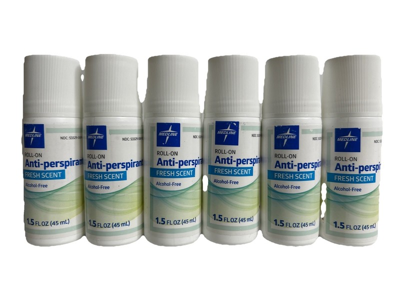 6 Medline Roll On Anti-Perspirant Fresh Scent Alcohol Free 1.5 FL OZ EXP 04/27