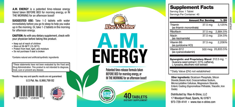 Morning Energy Supplement Capsules A.M. Energy by Rise-N-Shine B12 Guarana gallery