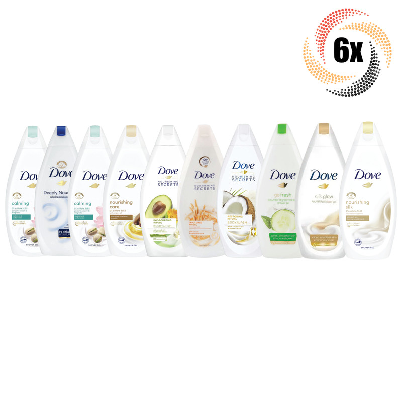 6x Bottles Dove Variety Scent Body Wash | 500ml | 0% Sulfate | Mix & Match!