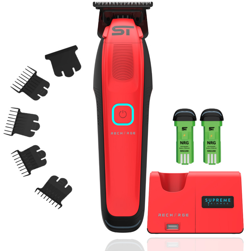 Supreme Trimmer RECHARGE Trimmer ST777 | w/ 2 Detachable Batteries | Red
