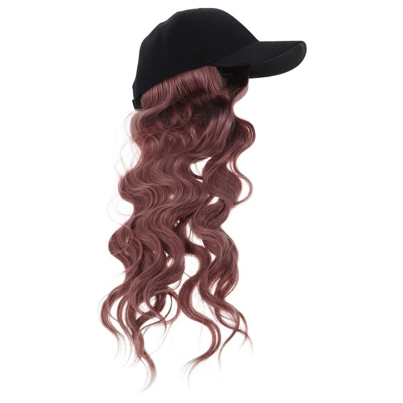 Baseball Cap with Wavy Synthetic Wig Attached Stylish Hat for Outdoor Use