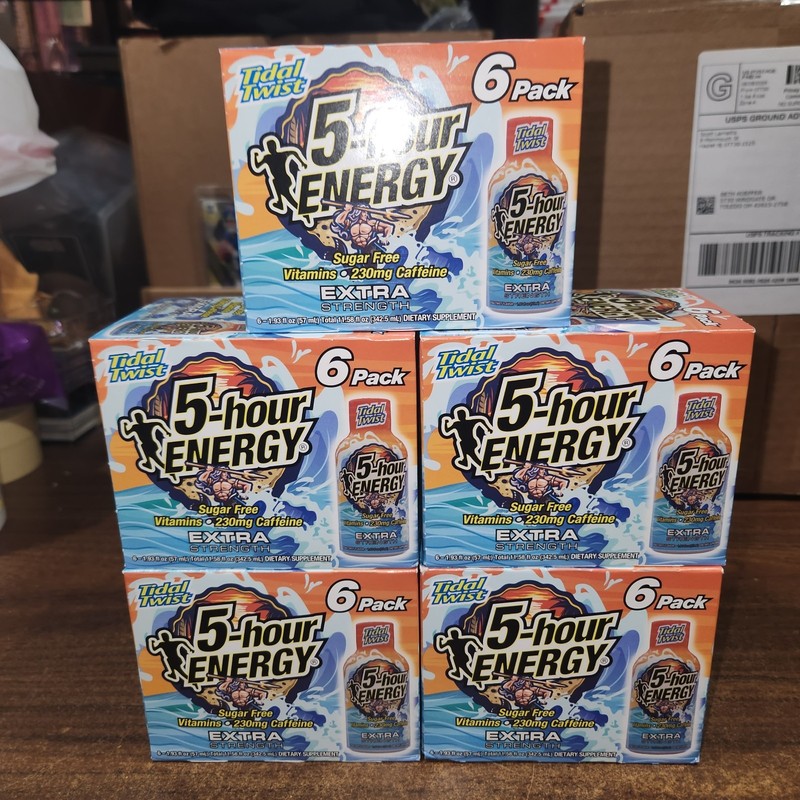 5 Hour Energy Extra Strength Tidal Twist 1.93oz Shots Sugar Free 6 pack Lot of 5