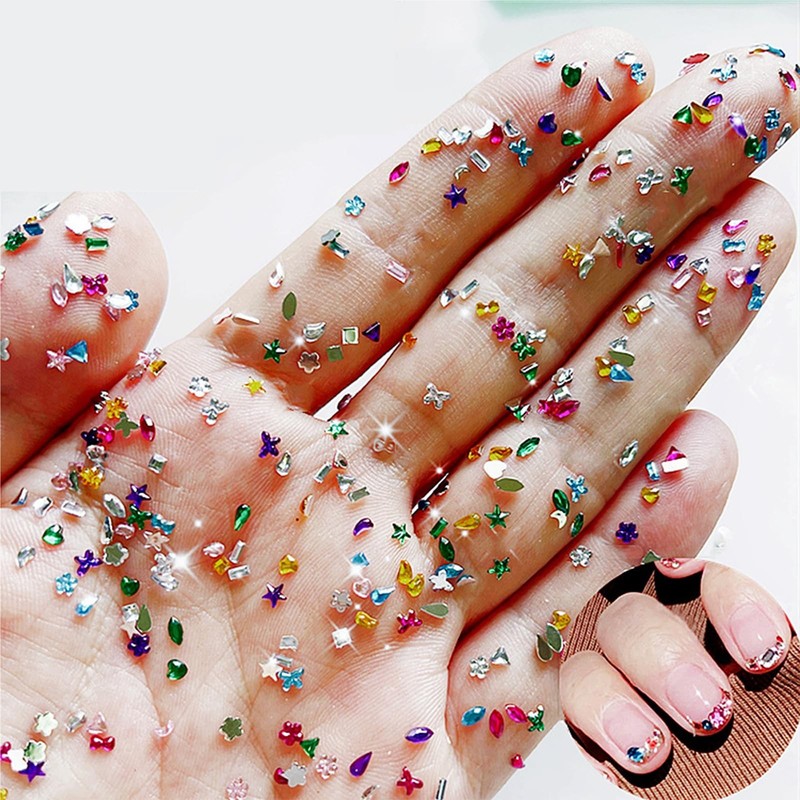 2000PCS Colorful Rhinestones Nail Art Charms Multi Shape Crystal Flat Back Na…