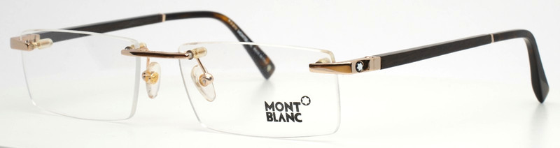 MONTBLANC MB390 028 Rose Gold Mens Rectangle Rimless Eyeglasses 56-17-140 B:30
