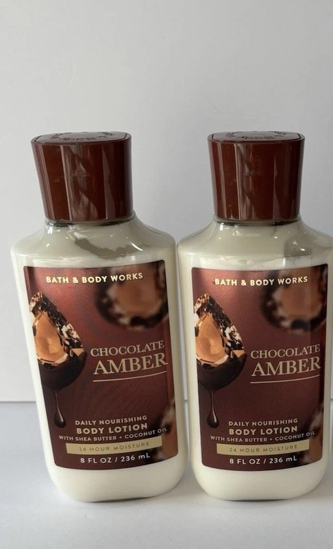 Bath & Body Works X2 CHOCOLATE AMBER Nourishing Body Lotion Cream Lot Vanilla