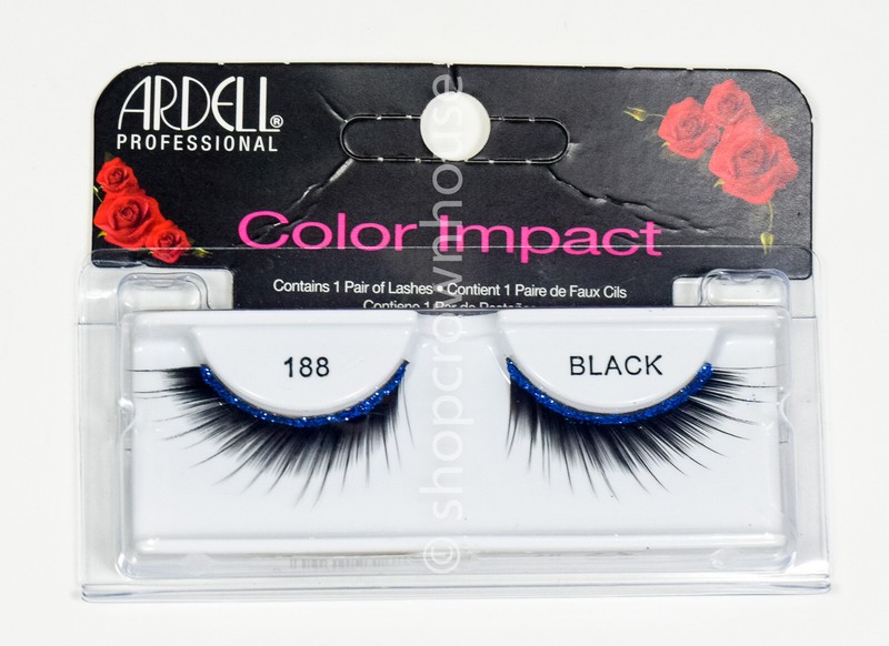 Ardell Color Impact Eyelashes #188 BLACK w/ BLUE Glitter Liner