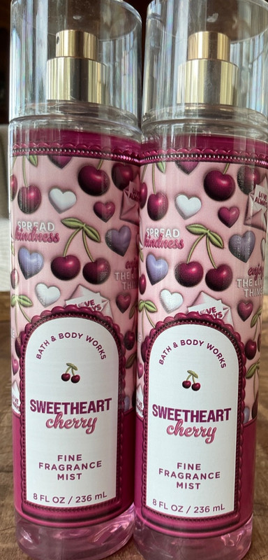 2 (TWO) SWEETHEART CHERRY 8oz Fine Fragrance MIST Bath and & Body Works