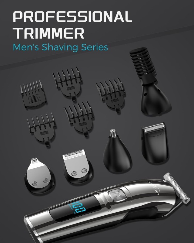 Ultimate Men's Grooming Kit: 19-Piece Beard Trimmer with Self-Sharpening Blades gallery