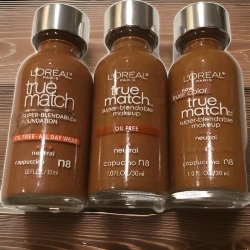 Lot of 3 L’Oreal Pairs True Match Super Blendable Makeup N8 Cappuccino Oil Free