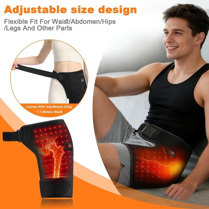 660nm Red Light Therapy Hip Heating Brace for Sciatica Pain Relief Left or Right