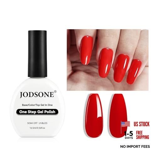 Red Gel Nail Polish,16.5ml Red 3-in-1 One Step Gel Polish Soak Off Art B1403