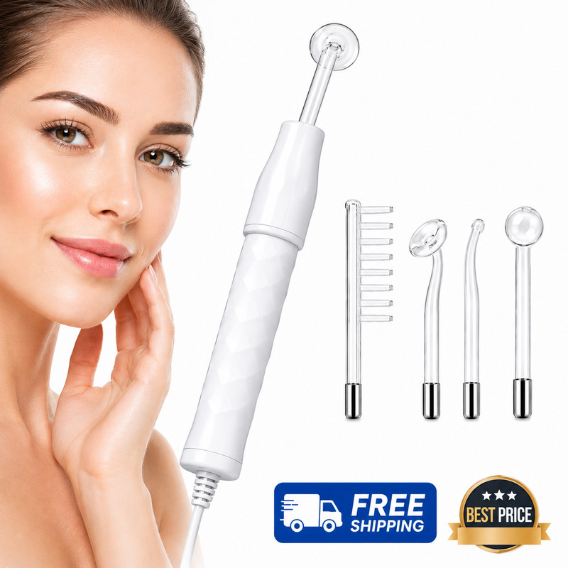4-In-1 High Frequency Facial Massager Wand Skin Care Kit Anti Acne Wrinkle Scalp