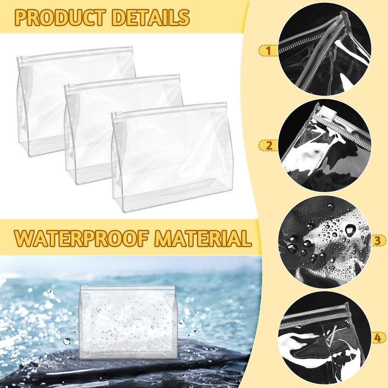 24 PCS Mini Clear Makeup Bag,5.9" x 5.1"x1.4“, Small Clear Zipper Pouches Wat... gallery