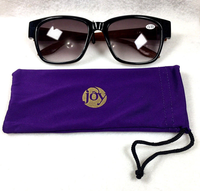 Joy Mangano Black Reading Executive Lens Sun Glasses Spring Temple Lens +3.50 1C