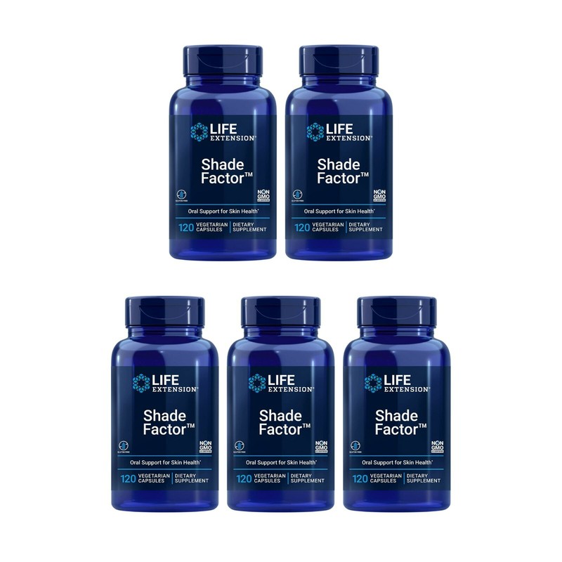 5 PACK Life Extension Shade Factor Skin Health Support 120 Vegetarian Capsules