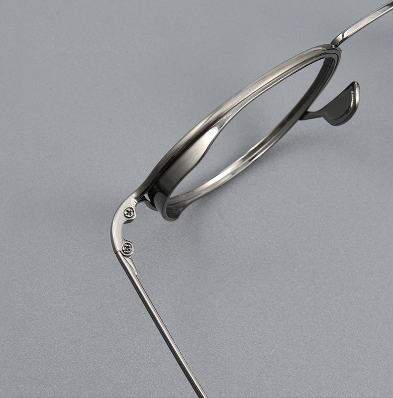Pure Titanium Eyeglass Frames Men Women Two-tone Retro Handcraft Glasses DTX100 gallery