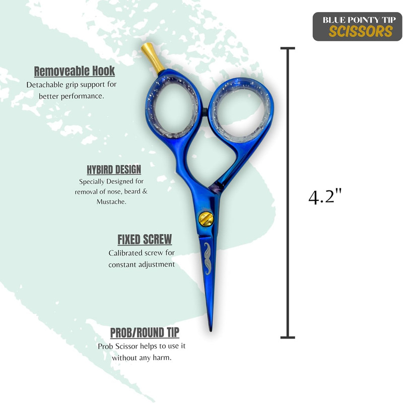 Rounded-Tip Trimming Scissors for Men – Stainless Steel High Carbon Beard, Musta gallery