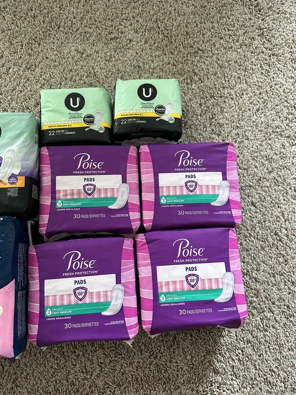 Mix Lot Of 234 Pads Kotex Clean & Secure Overnight Carefree Poise Protection gallery